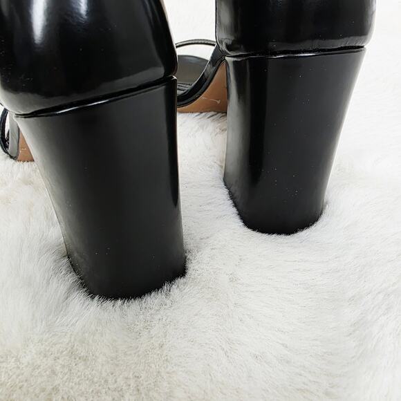 NEW Maje Feverlow Black Patent Leather Gold Chain Heart Heel Sandals EU 39 - Picture 9 of 15